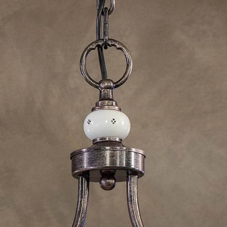 Vintage Hanging Lamp 2 Lights in Handmade Iron Ceramic - Alessandria Viadurini