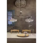 Vintage Hanging Lamp 2 Lights in Handmade Iron Ceramic - Alessandria Viadurini