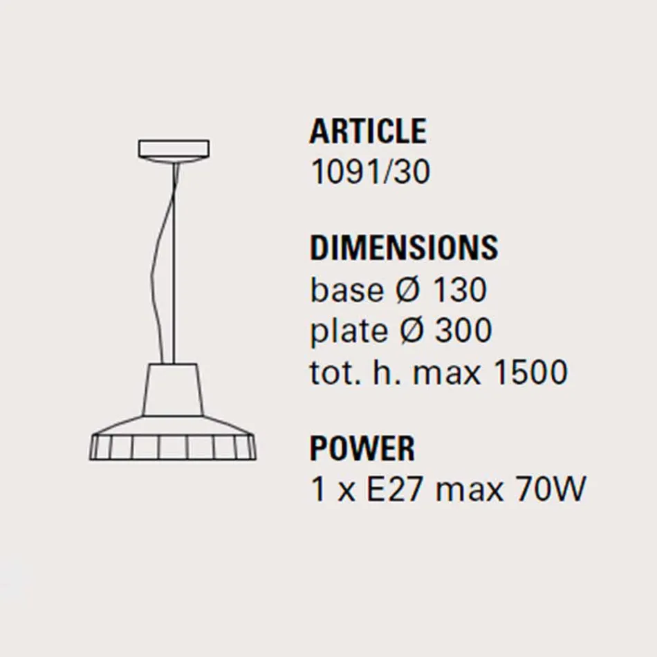 Suspended lamp 30 cm, in brass and Tuscan majolica, Rossi Toscot Viadurini