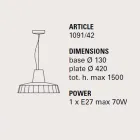 Hanging lamp 42 cm in brass and Tuscan majolica Rossi - Toscot Viadurini