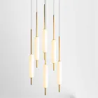 Suspended Lamp with 1, 3 or 6 Lights in Brass Modern Design - Typha by Il Fanale Viadurini