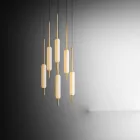 Suspended Lamp with 1, 3 or 6 Lights in Brass Modern Design - Typha by Il Fanale Viadurini