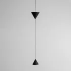 Suspended Wire Lamp in Black Aluminum and Double Cone Design - Mercado Viadurini