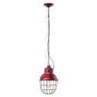 Handcrafted Hanging Lamp in Iron and Ceramic with Grid - Industrial Viadurini