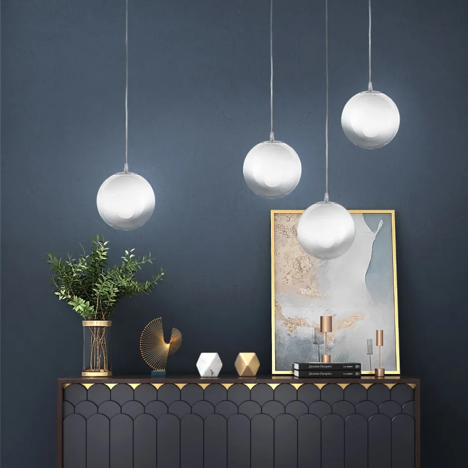 Handcrafted Suspended Lamp in Venetian Blown Cased Glass - Nova Viadurini