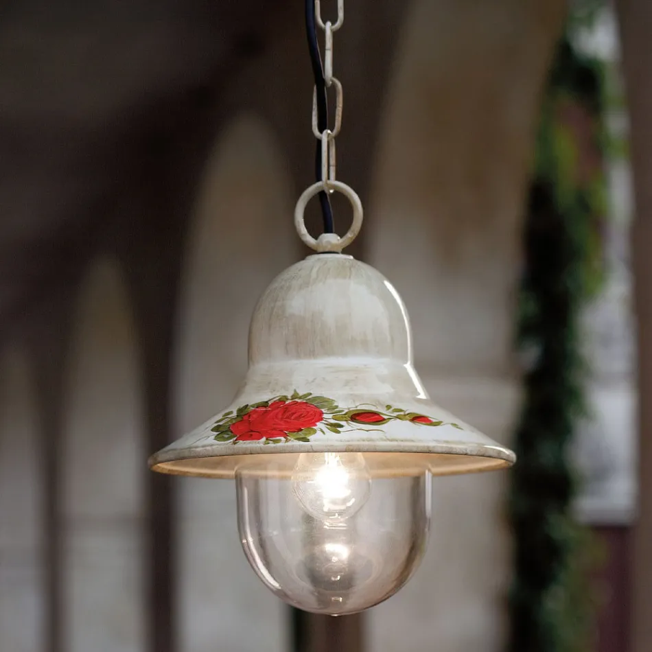 Outdoor Suspended Lamp in Hand Painted White Aluminum - Imperia Viadurini