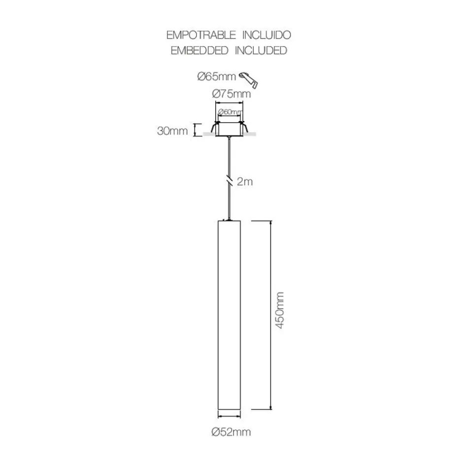 Suspended Recessed Lamp in White or Black Aluminum, 2 Pieces - Rebolla Viadurini