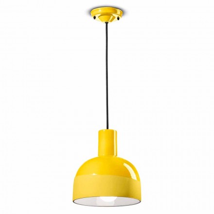 Retro Style Suspension Lamp in Ceramic Made in Italy - Ferroluce Caxixi Viadurini
