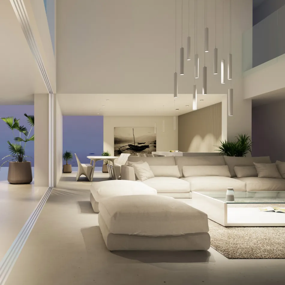 Decorative Suspended Lamp in White or Black Aluminum, 2 Pieces - Rebolla Viadurini