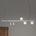 Suspended Lamp Design White Aluminum with Glass Spheres and Spotlights - Exodus