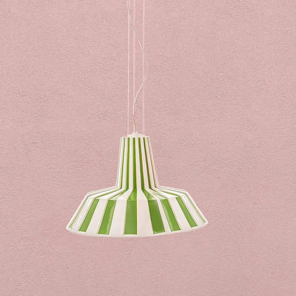 Suspended Design Lamp in Ceramic Striped - Budin Viadurini