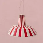 Suspended Design Lamp in Ceramic Striped - Budin Viadurini