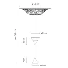 Design Suspended Lamp in White Plaster and Black Aluminum 2 Cones - Tesera Viadurini