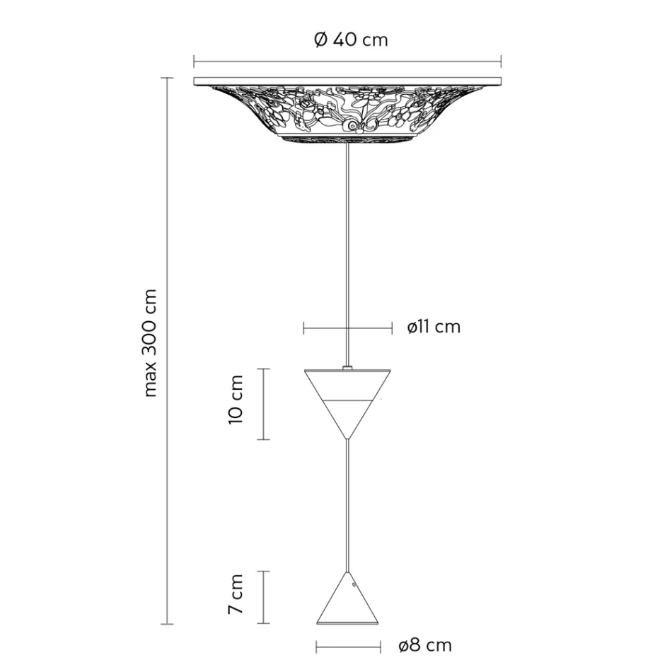 Design Suspended Lamp in White Plaster and Black Aluminum 2 Cones - Tesera Viadurini