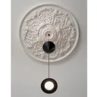 Design Suspended Lamp in White Plaster and Black Aluminum 2 Cones - Tesera Viadurini