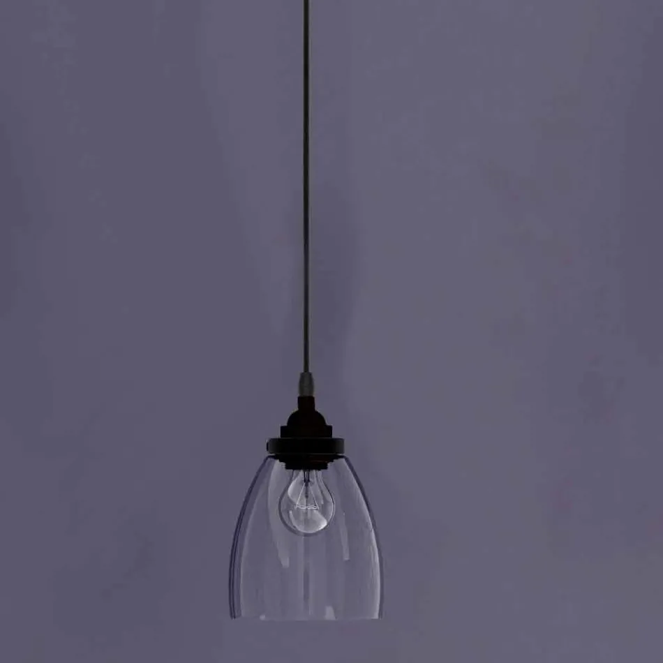 Design Suspended Lamp in Metal and Transparent Glass Made in Italy - Clizia Viadurini