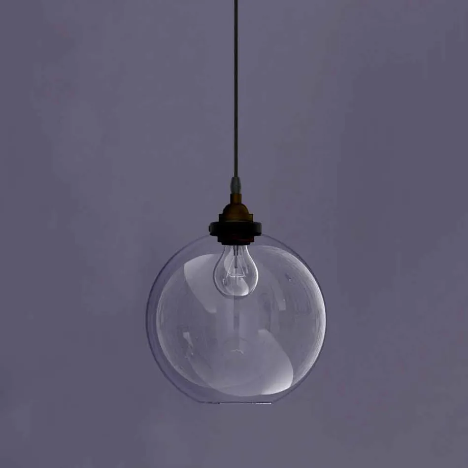 Design Suspended Lamp in Metal and Transparent Glass Made in Italy - Clizia Viadurini