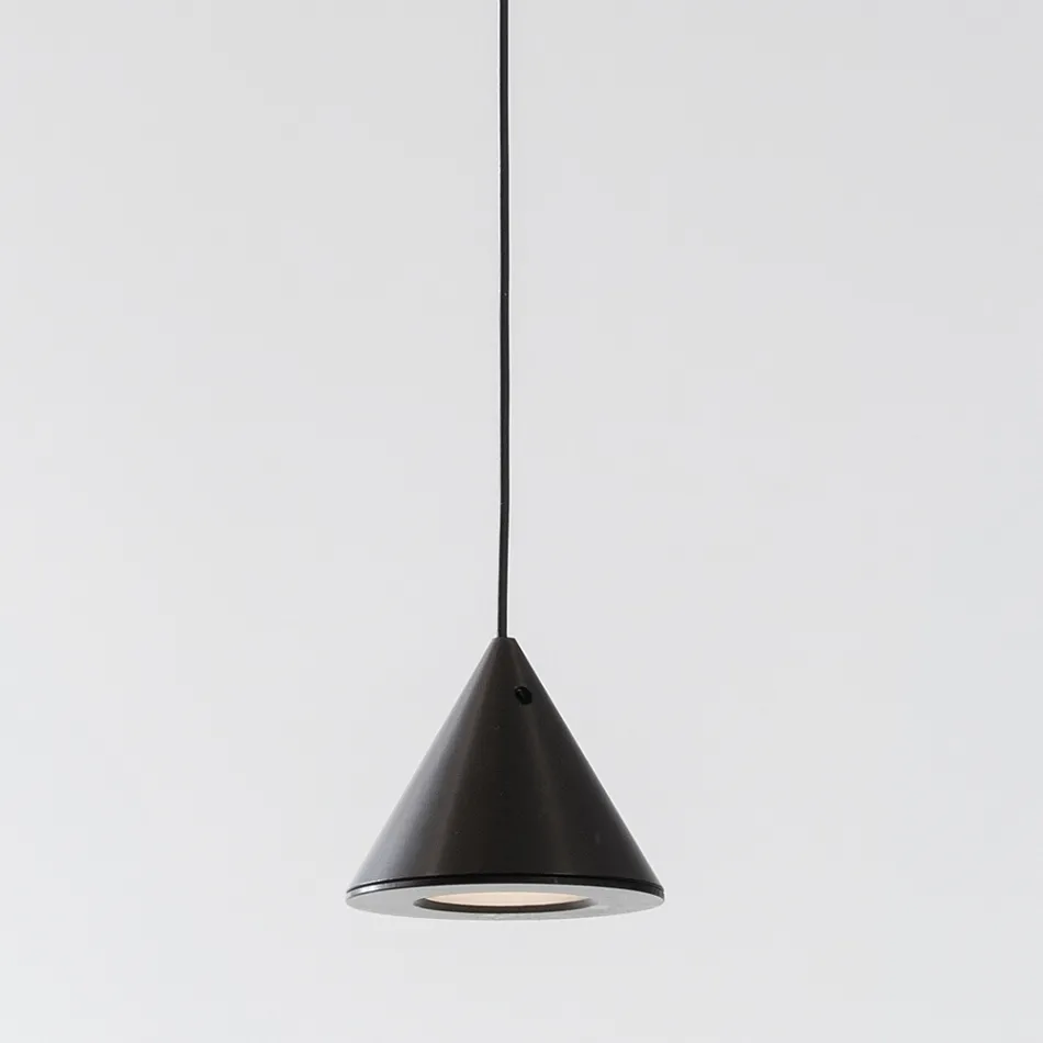 Suspended Lamp Black Aluminum Wire Cone Small Minimal Design - Mercado Viadurini