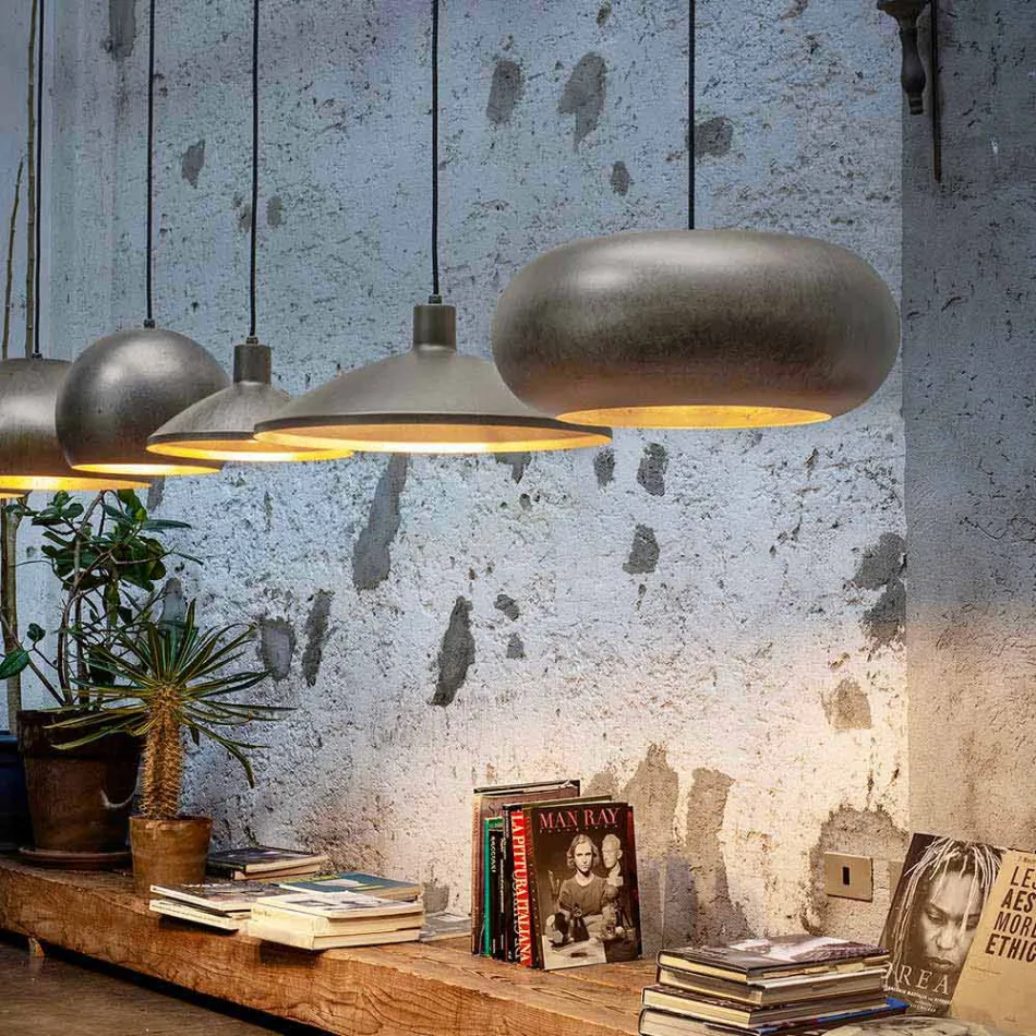 Suspended Lamp in Steel Diameter 500 mm - Materia Aldo Bernardi Viadurini