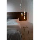 Suspended Lamp in Matt White Ceramic with Squirrel and Acorn - Squirrel Viadurini