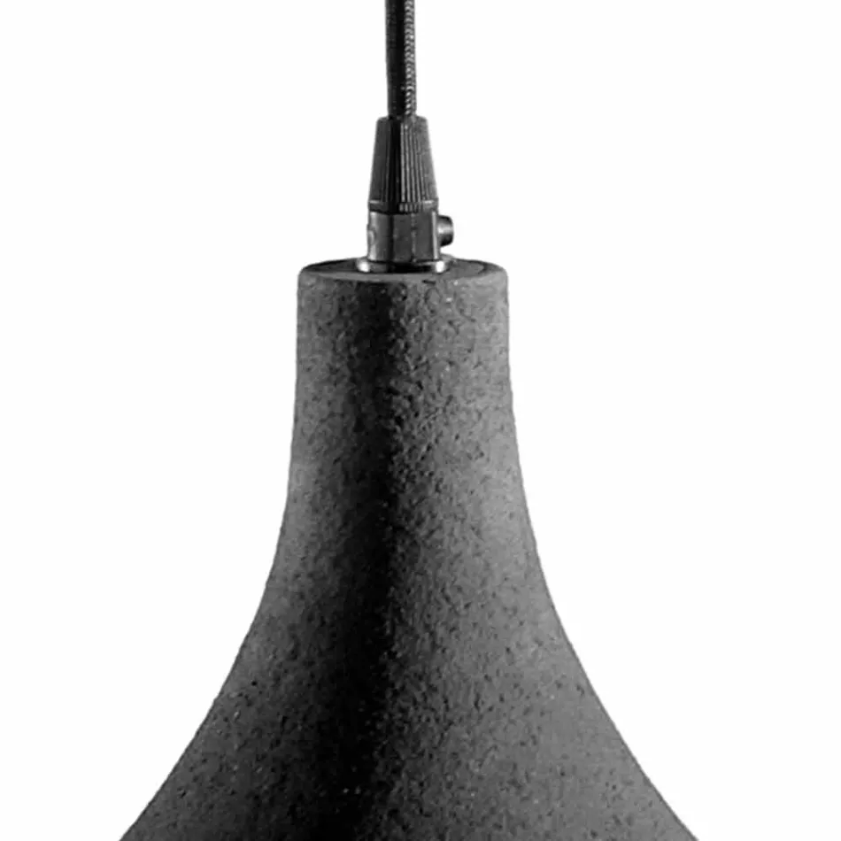 Suspended Lamp in Anthracite Stoneware and White Interior Modern Design - Edmondo Viadurini
