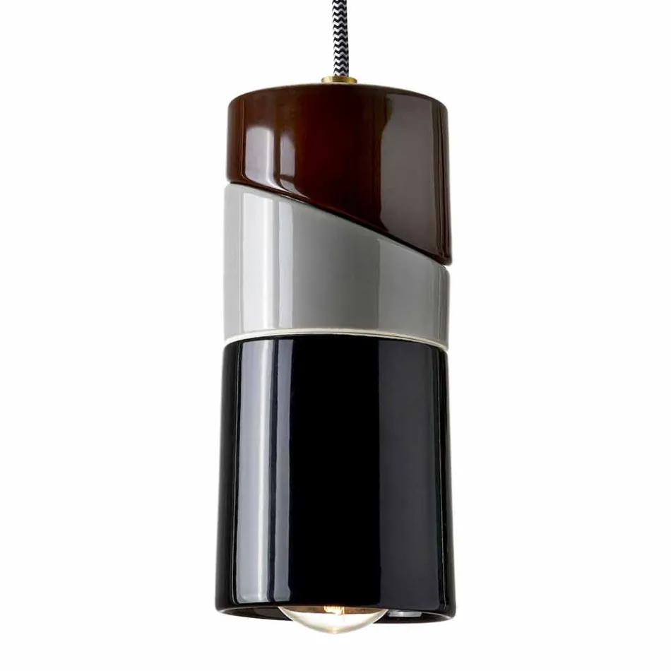Suspended lamp in brass and modern colored ceramic made in Italy Asia Viadurini