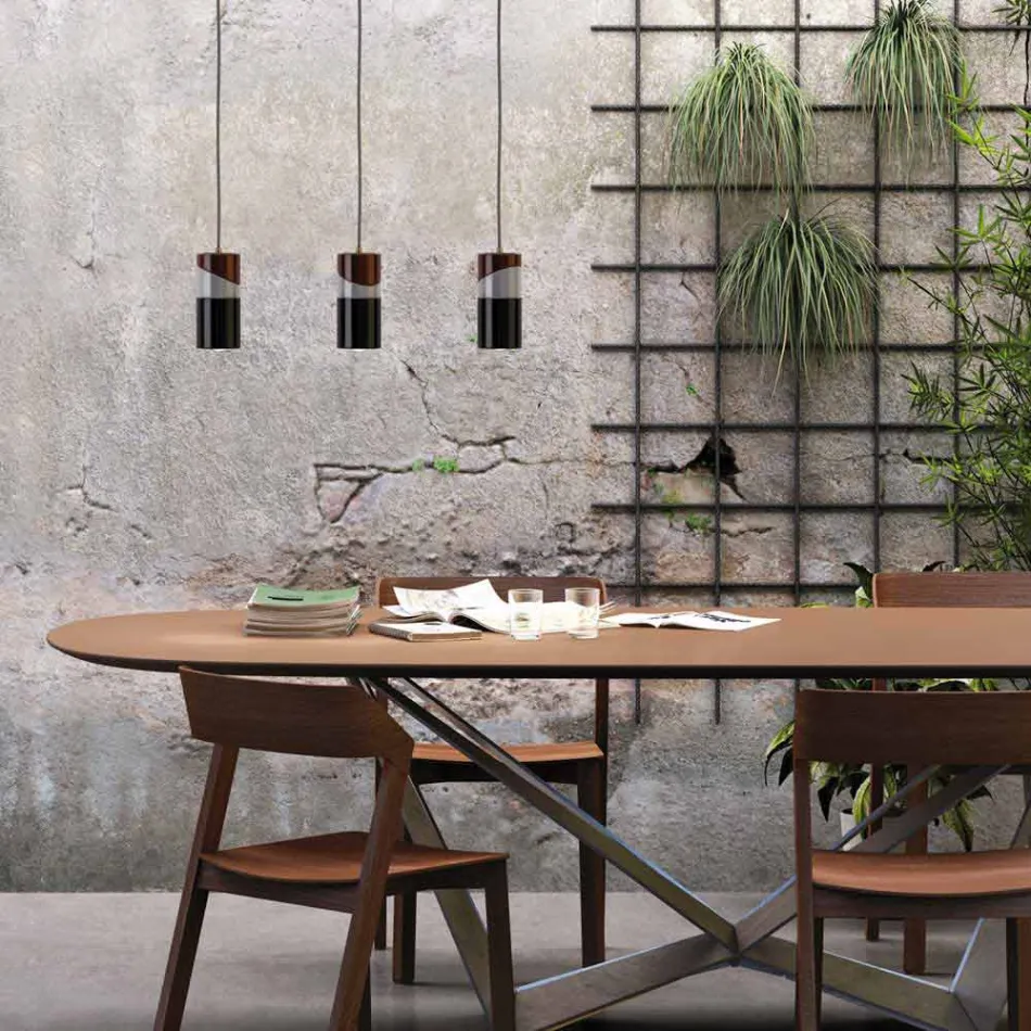 Suspended lamp in brass and modern colored ceramic made in Italy Asia Viadurini