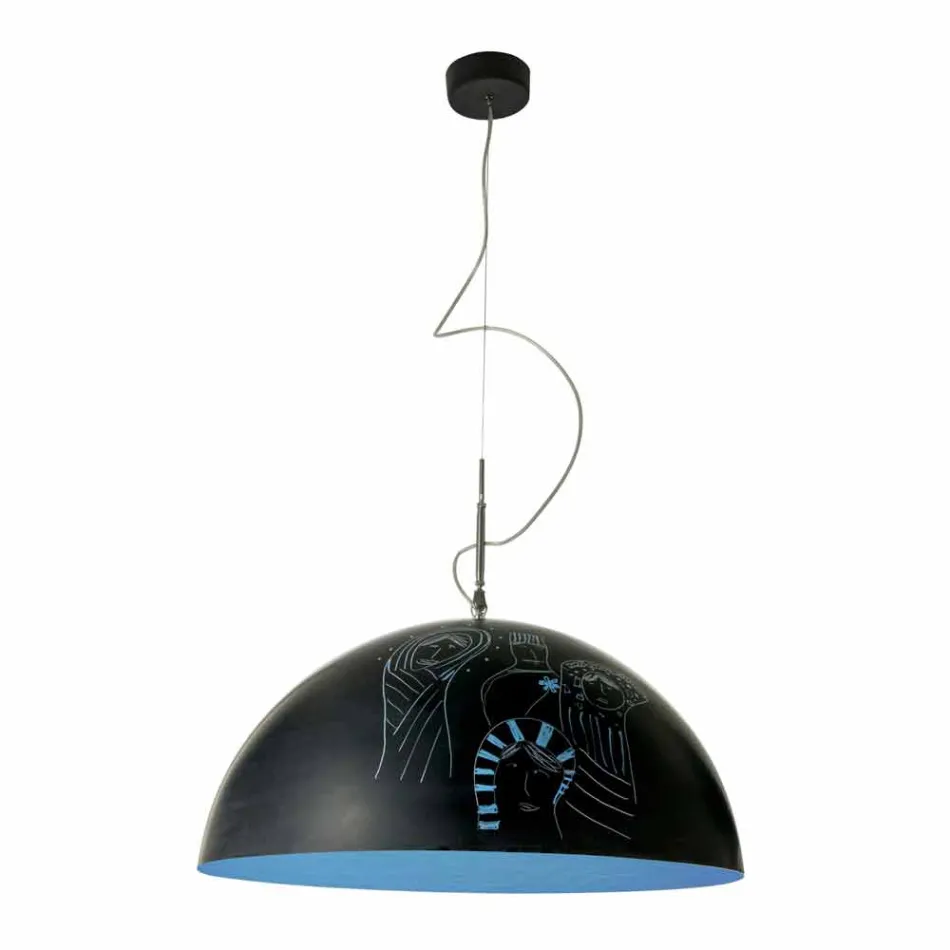 Suspended lamp in resin In-es.artdesign Mezza Luna Modern blackboard Viadurini
