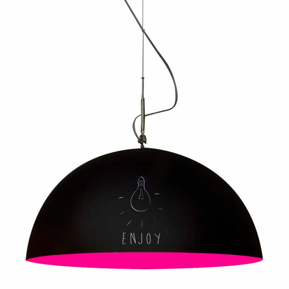 Suspended lamp in resin In-es.artdesign Mezza Luna Modern blackboard Viadurini