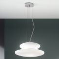 Suspended Lamp in Blown White Glass and Chromed Metal - Illumina