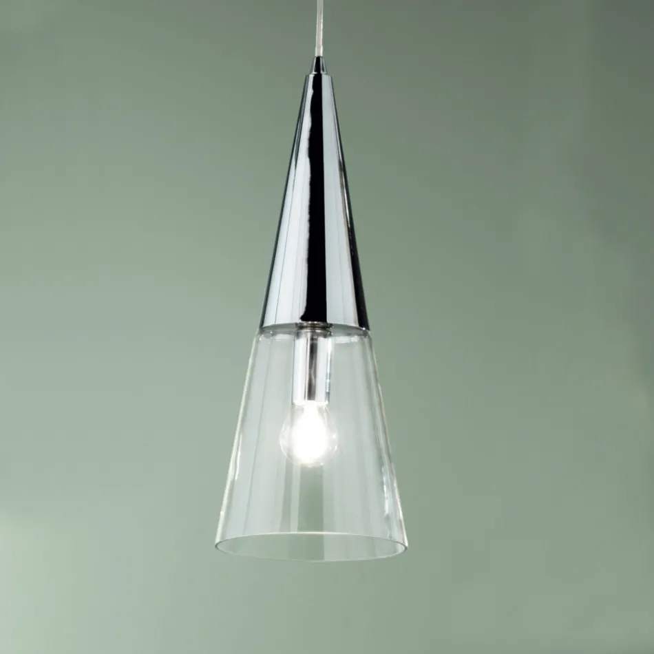 Suspended Lamp in Blown Glass with Metal Structure - Trentino Viadurini