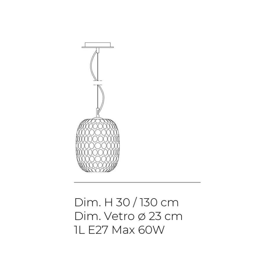 Venetian Glass and Chrome Metal Pendant Lamp Made in Italy - Calima Viadurini