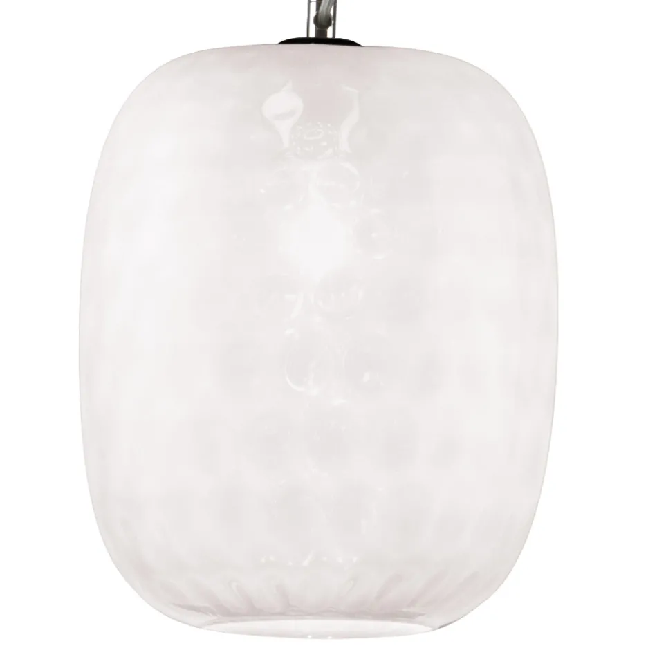 Venetian Glass and Chrome Metal Pendant Lamp Made in Italy - Calima Viadurini