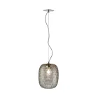 Venetian Glass and Chrome Metal Pendant Lamp Made in Italy - Calima Viadurini