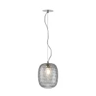 Venetian Glass and Chrome Metal Pendant Lamp Made in Italy - Calima Viadurini