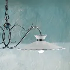 Linear Suspended Lamp 2 Lights Ceramic Handcrafted Embroidery Effect - Ravenna Viadurini