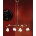 Linear Suspended Lamp 4 Lights in Iron, Glass and Ceramic Roses - Siena Viadurini