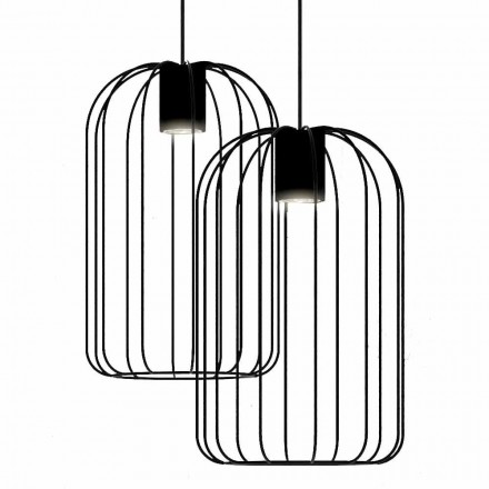 Modern Suspended Lamp with Metal Wire Structure Made in Italy - Cage Viadurini