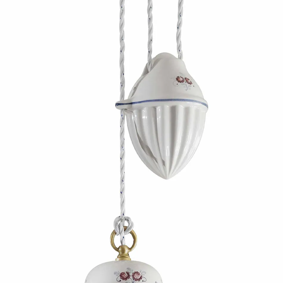 Handcrafted Ceramic Suspended Lamp in Ceramic and Iron - Rome Viadurini