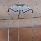 Round Hanging Lamp in Iron, Glass, Hand Painted Ceramic - Ferrara Viadurini