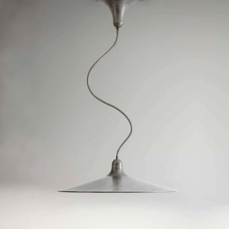 Vintage Suspended Lamp in Aluminum Made in Italy - Sassmaòr Viadurini
