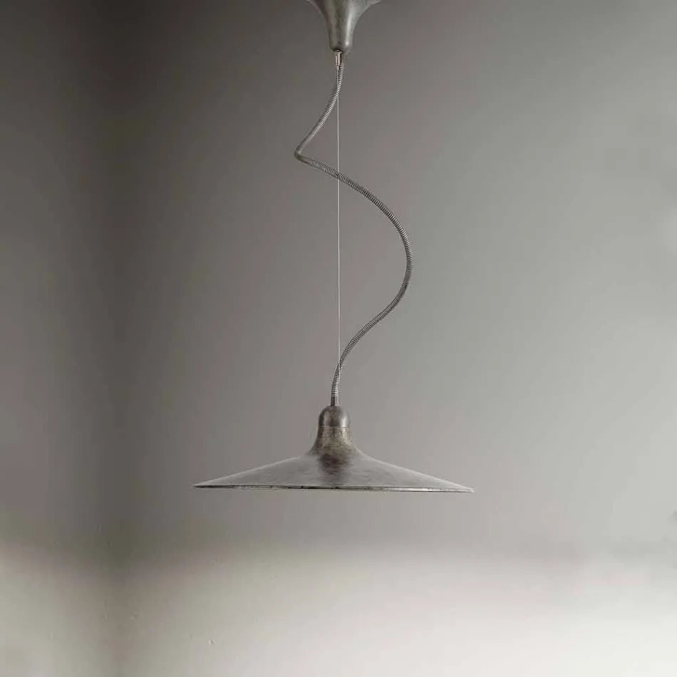 Vintage Suspended Lamp in Aluminum Made in Italy - Sassmaòr Viadurini