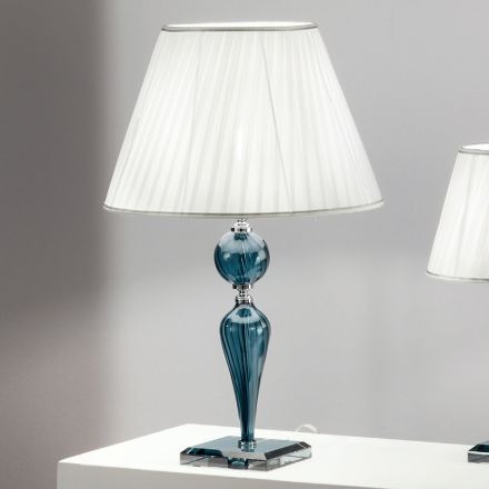 Classic Table Lamp in Handmade Rigaton Glass and Metal - Fievole Viadurini