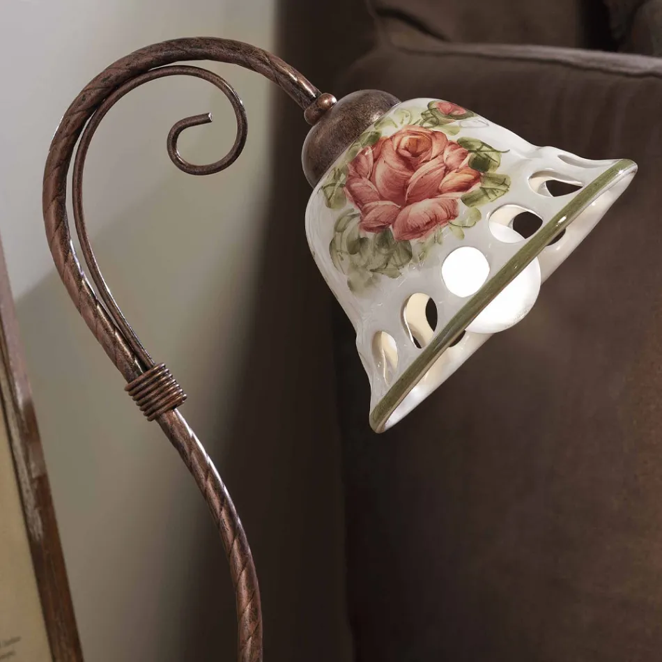 Table Lamp in Metal and Handmade Ceramic with Passanastri - Naples Viadurini