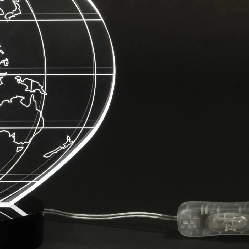 Planisphere Led Table Lamp in Laser Engraved Acrylic Crystal - Rihanna Viadurini