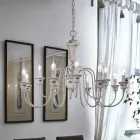 Chandelier 12 Lights Artisan Hand Painted Ceramic and Brass - Sanremo Viadurini