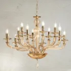 Classic 12 Lights Chandelier in Handmade Rigaton Glass and Gold Metal - Fievole Viadurini