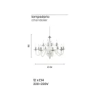 Classic 12 Lights Chandelier in Handmade Glass and Crystal - Mariangela Viadurini