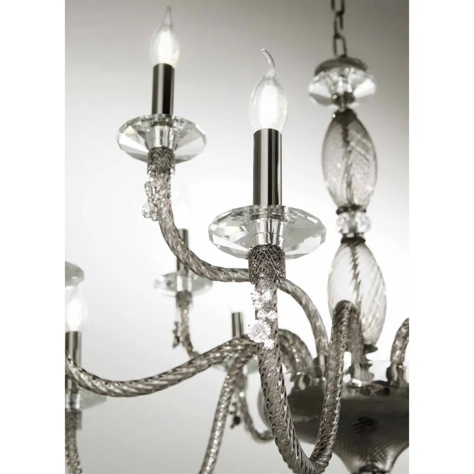 Classic 12 Lights Chandelier in Blown Glass and Hand Details - Phaedra Viadurini