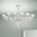 12 Lights Chandelier in White Venice Glass and Chromed Metal - Ismail